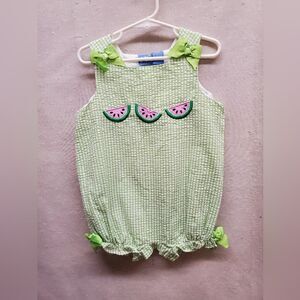 Baby Crew Green Gingham Watermelon Bubble Romper 24 months